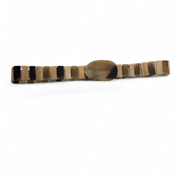 Vintage Natural Horn Link Belt Statement Oval Buckle Handmade Boho Art Piece main image 5